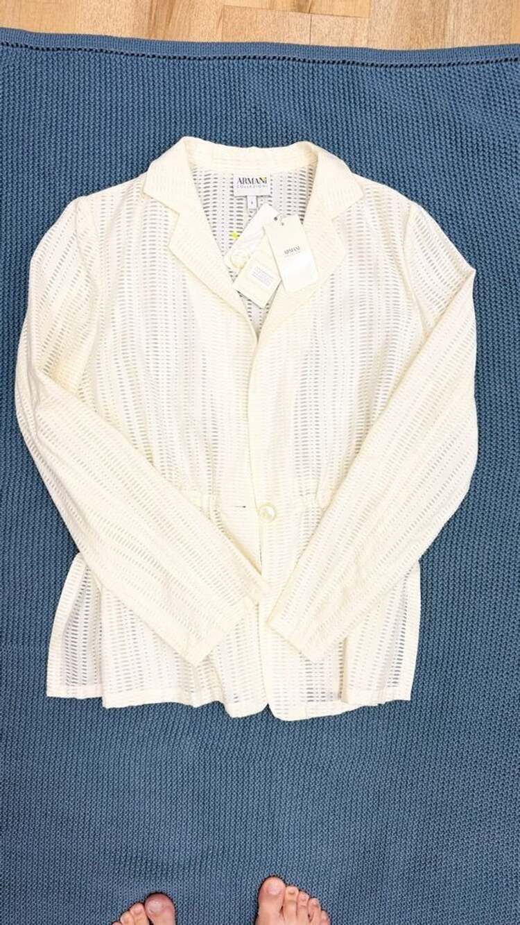 Armani White Mesh Blazer Jacket New with Tags